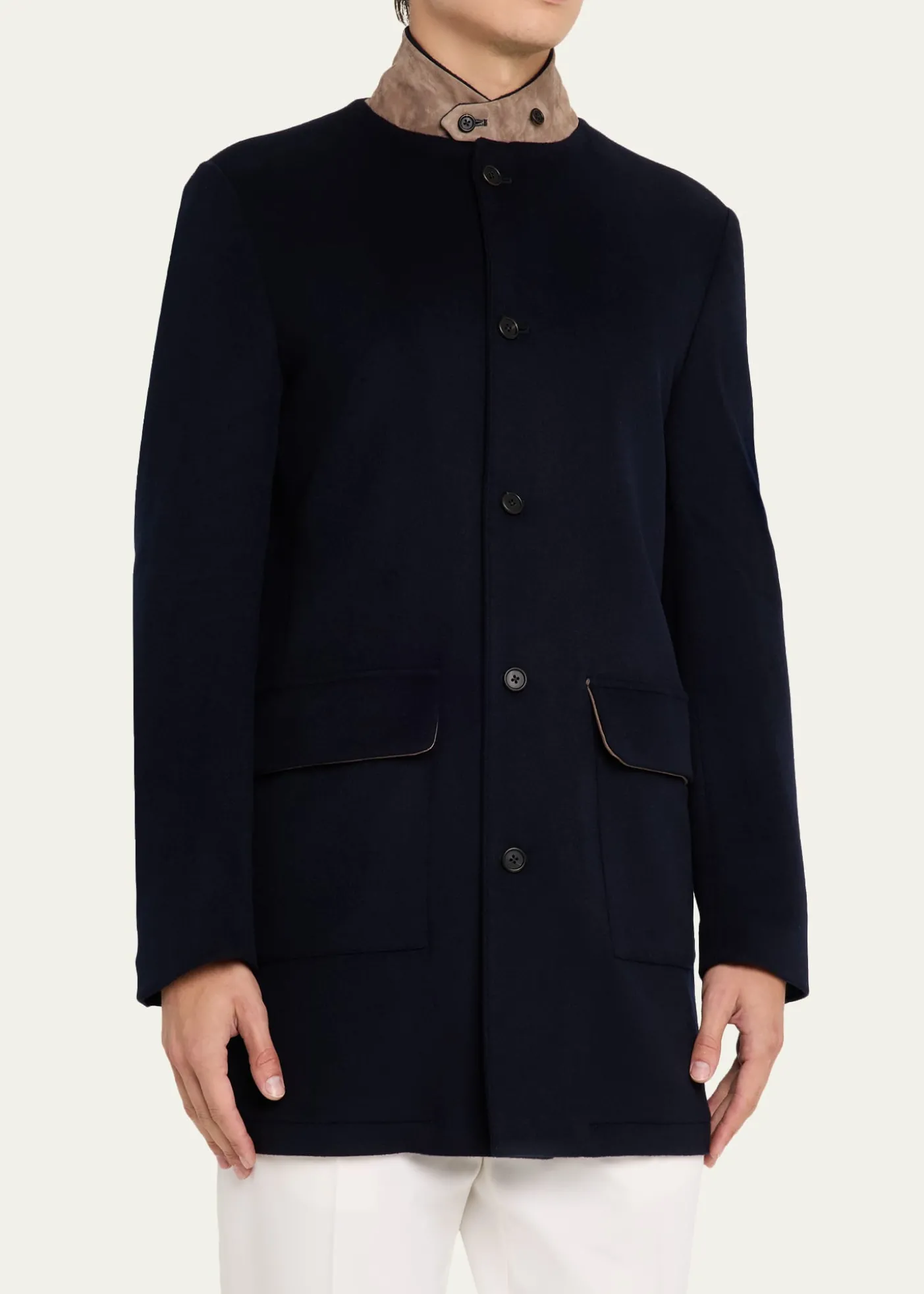 FioroniMen's Wool Suede-Collar Overcoat