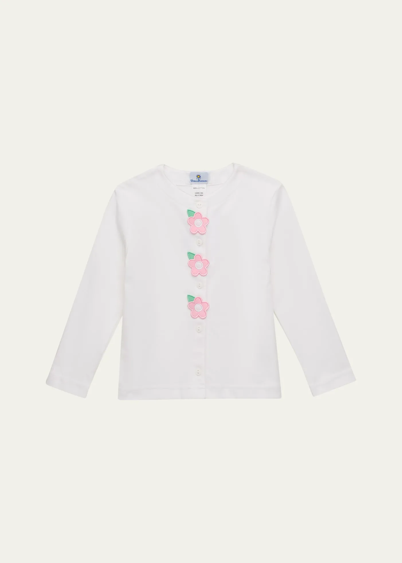 Florence EisemanGirl's Flower Applique Cotton Cardigan, Size 3M-7