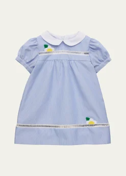 Florence EisemanGirl's Flower Embroidered Pincord Dress, Size 6M-24M