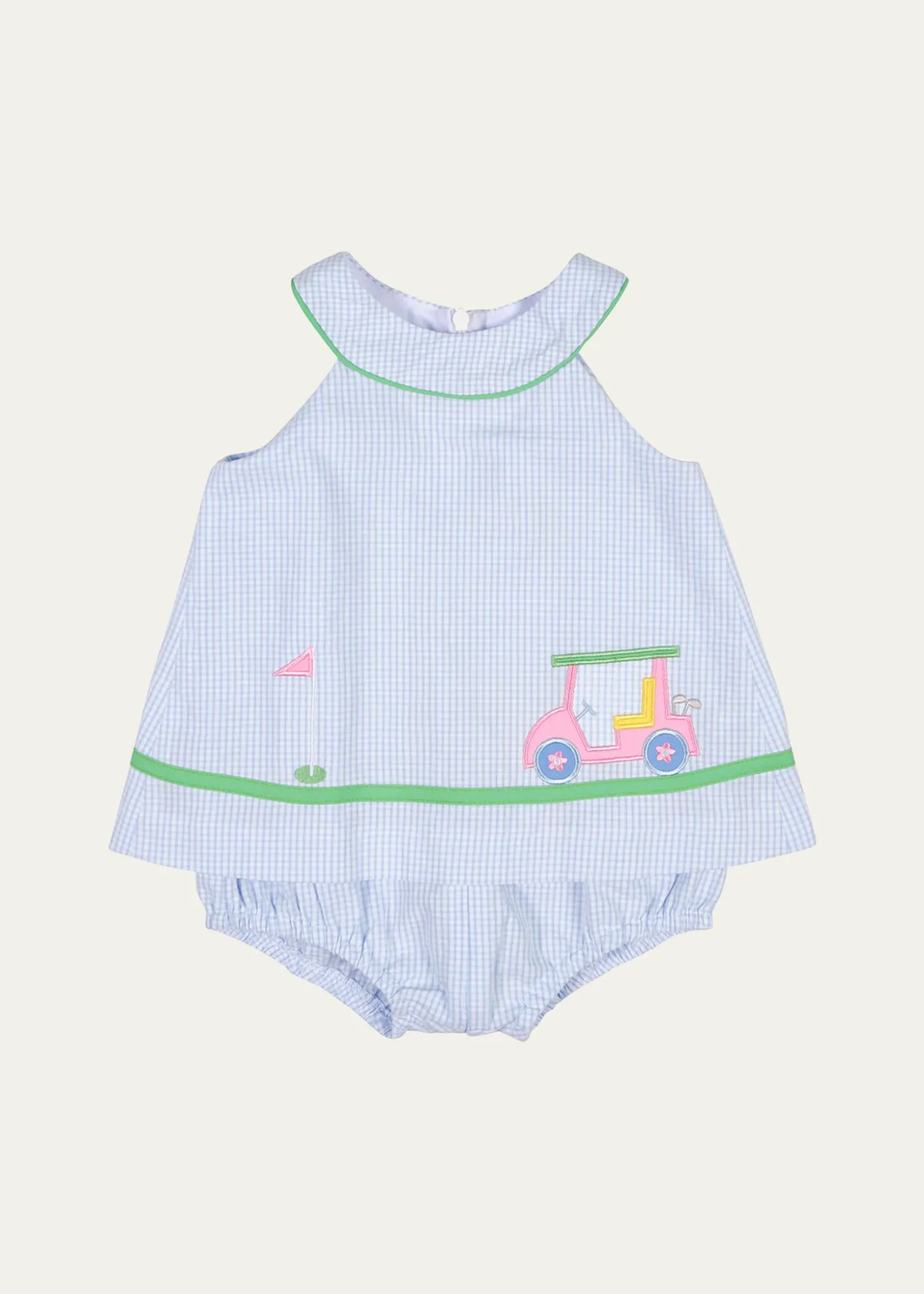 Florence EisemanGirl's Golf Cart Seersucker Skirted Romper, Size 3M-24M
