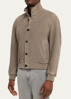 FRAMEMen's Rib Collar Suede Jacket