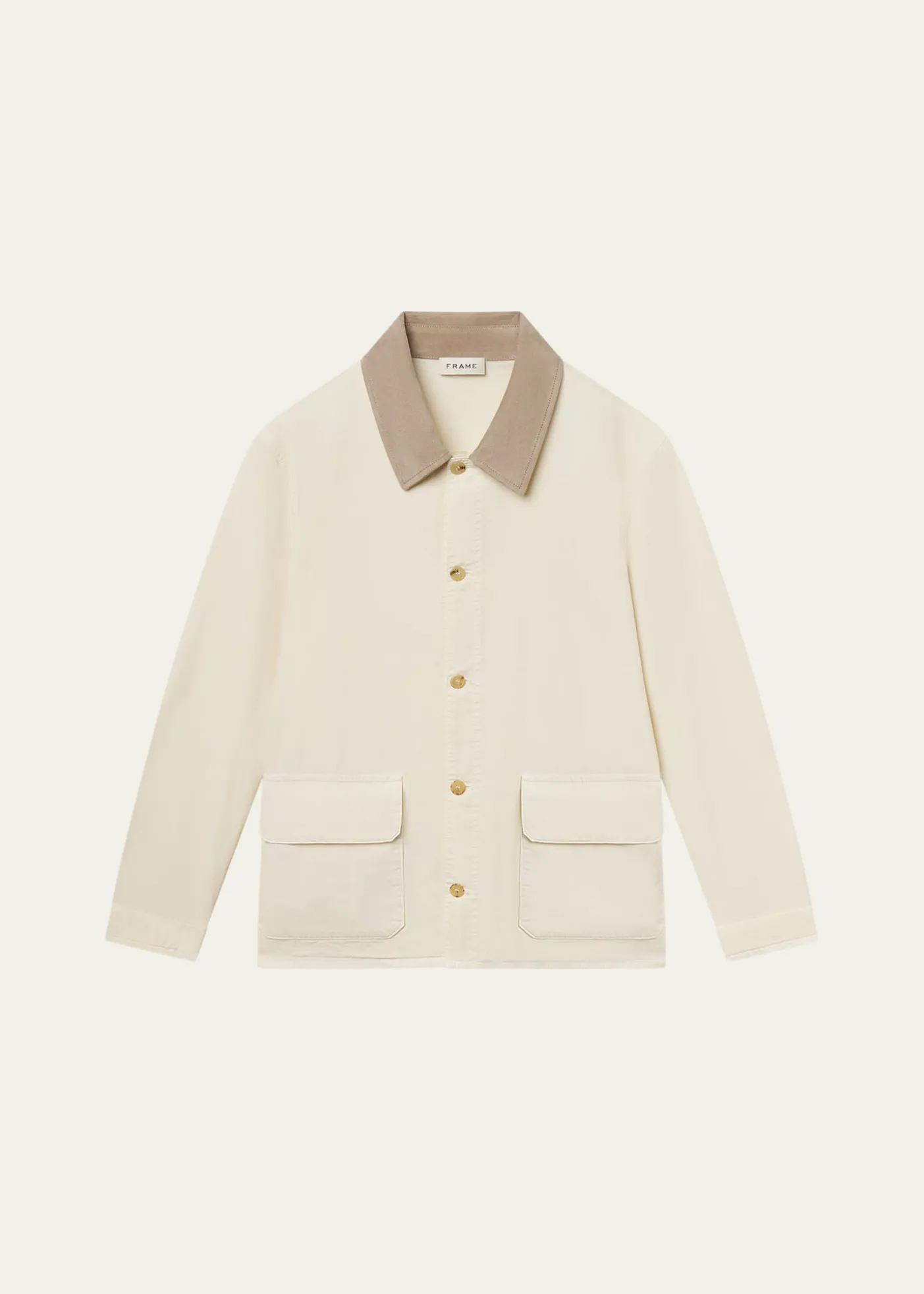 FRAMEMen's Corduroy-Collar Canvas Shirt Jacket