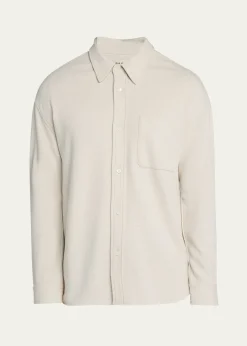 FRAMEMen's Cotton Waffle Texture Button-Down Shirt