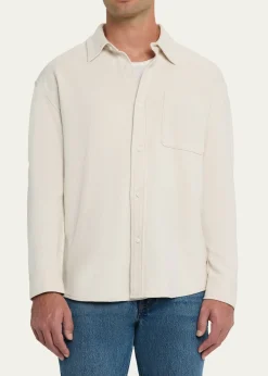 FRAMEMen's Cotton Waffle Texture Button-Down Shirt