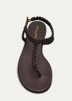 Gianvito RossiBraided Nappa Leather Flat Thong Sandals