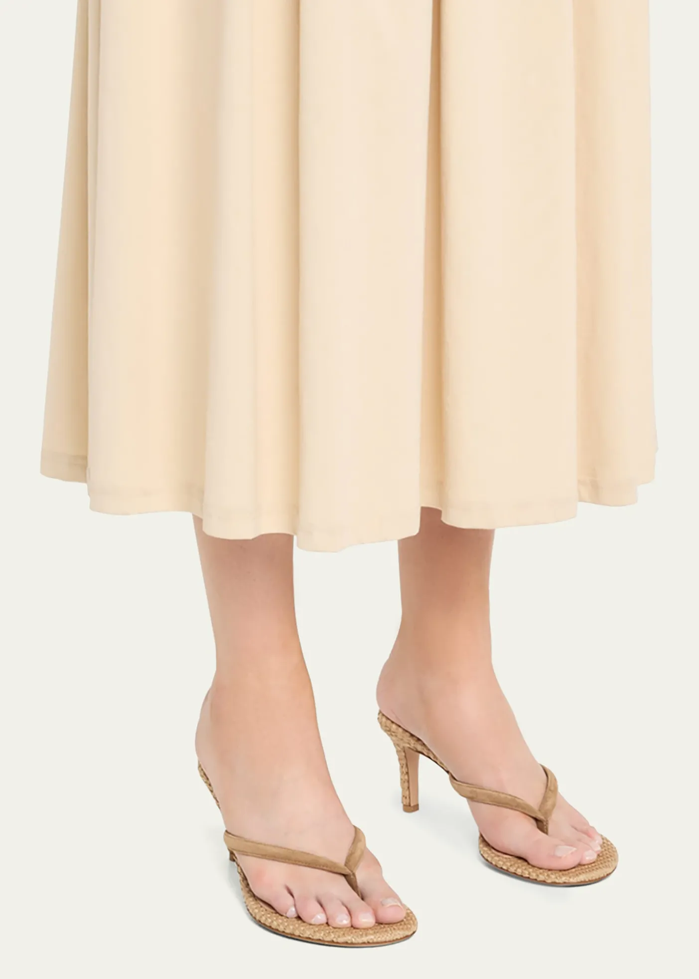 Gianvito RossiSuede Raffia Heeled Thong Sandals