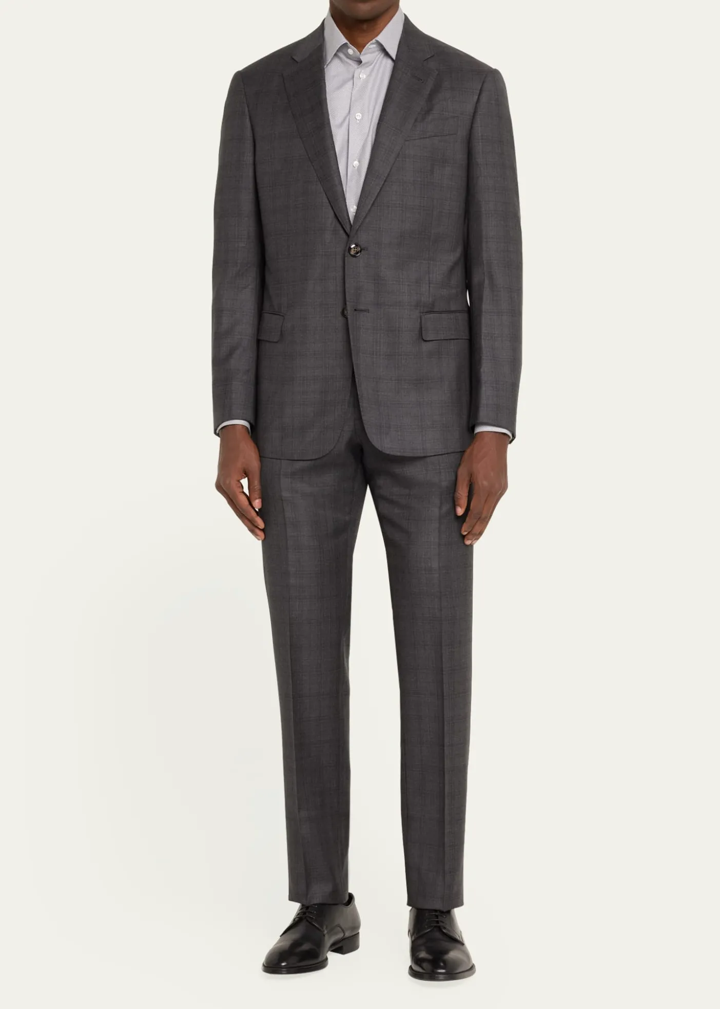 Giorgio ArmaniMen's Brushed Wool Plaid Classic Fit Suit