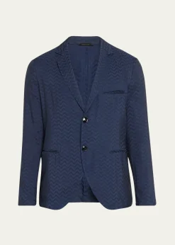 Giorgio ArmaniMen's Cupro Chevron Blazer