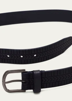 Giorgio ArmaniMen's Geometric Engraved Leather Belt