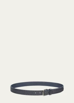 Giorgio ArmaniMen's Geometric Engraved Leather Belt