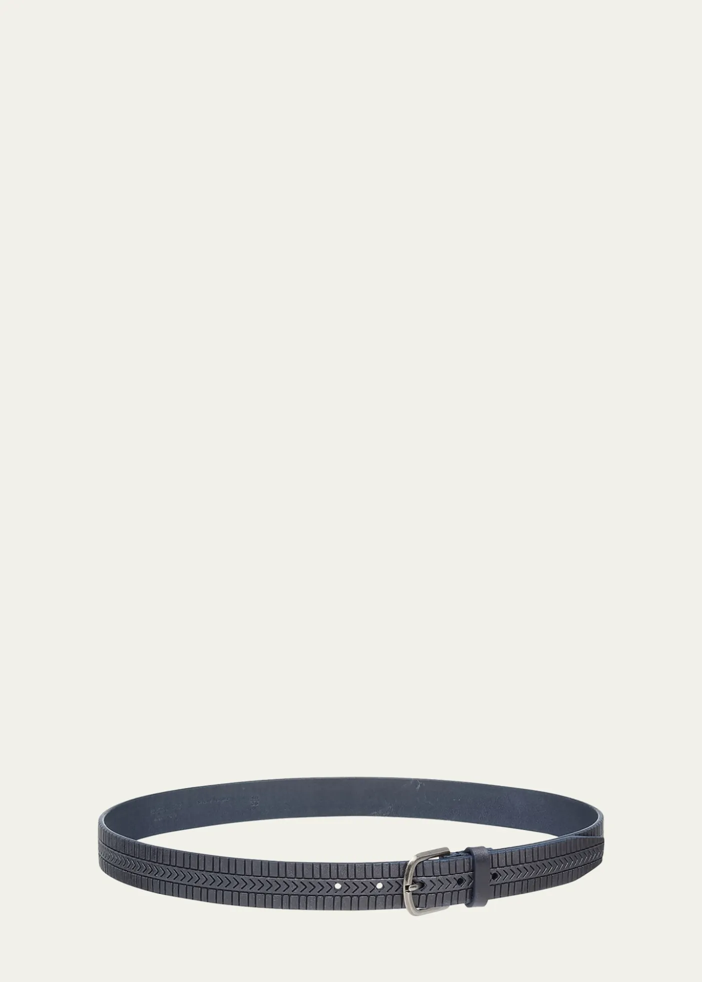 Giorgio ArmaniMen's Geometric Engraved Leather Belt