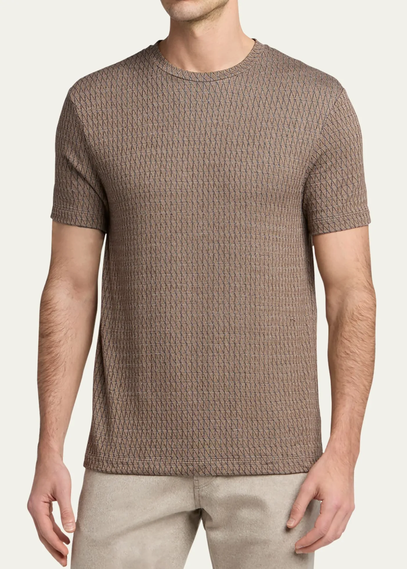 Giorgio ArmaniMen's Box-Jacquard Viscose Stretch Crewneck T-Shirt