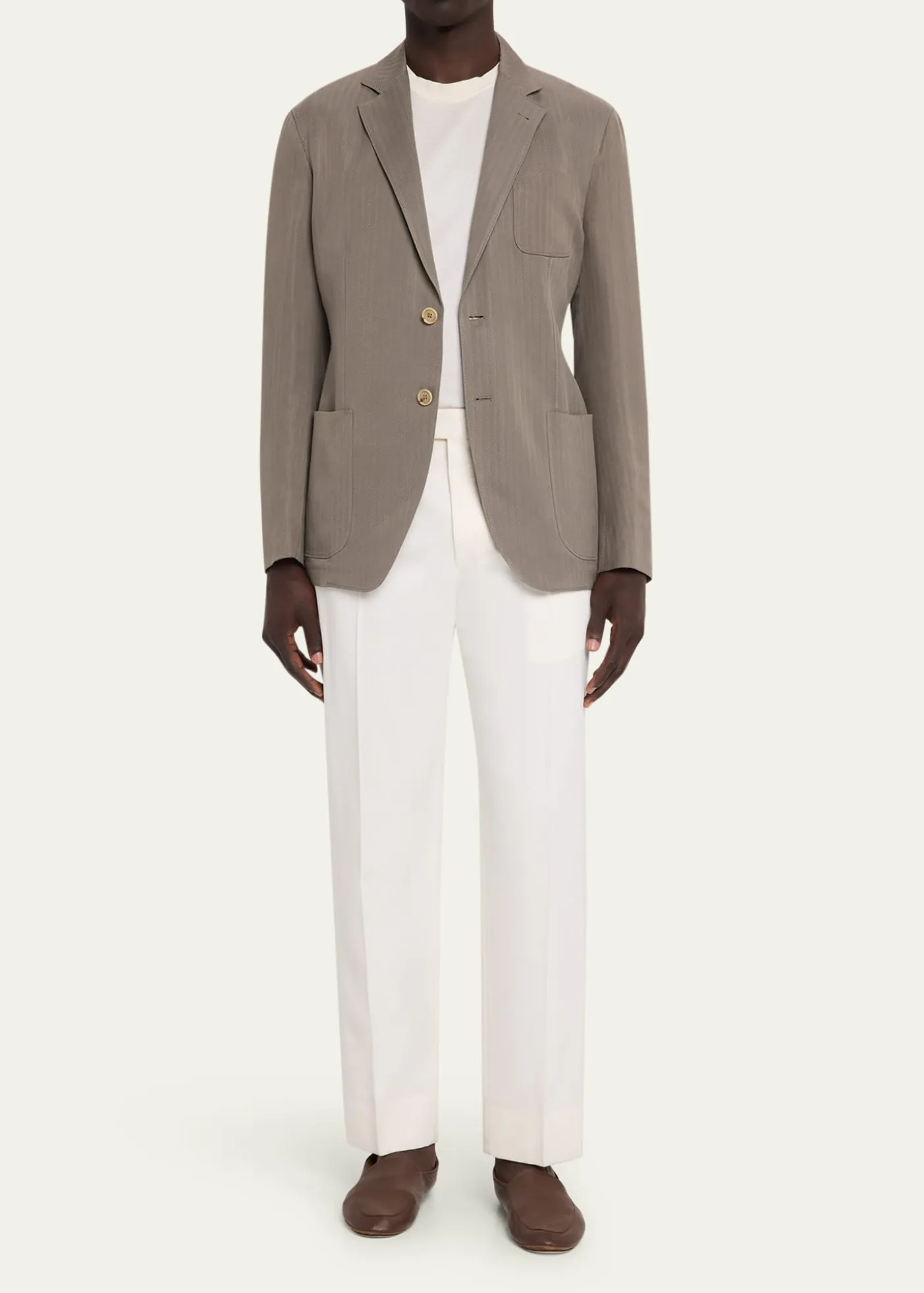 Giorgio ArmaniMen's Chevron Cupro Patch-Pocket Blazer