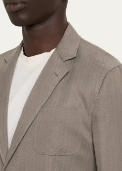 Giorgio ArmaniMen's Chevron Cupro Patch-Pocket Blazer