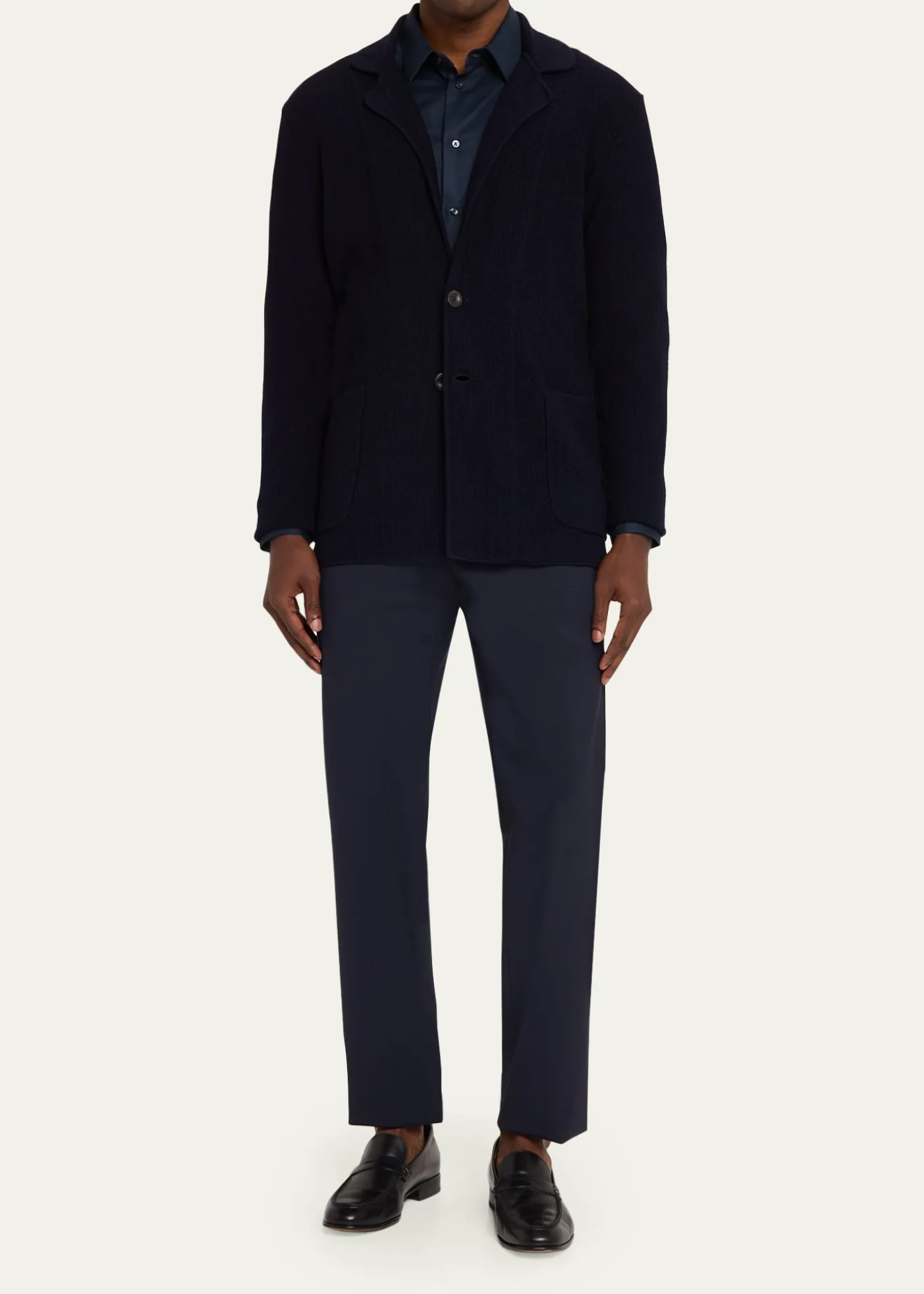 Giorgio ArmaniMen's Chevron Stitch Cotton Knit Blazer