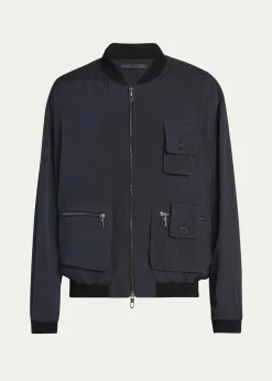 Giorgio ArmaniMen's Chevron Utility Bomber Jacket