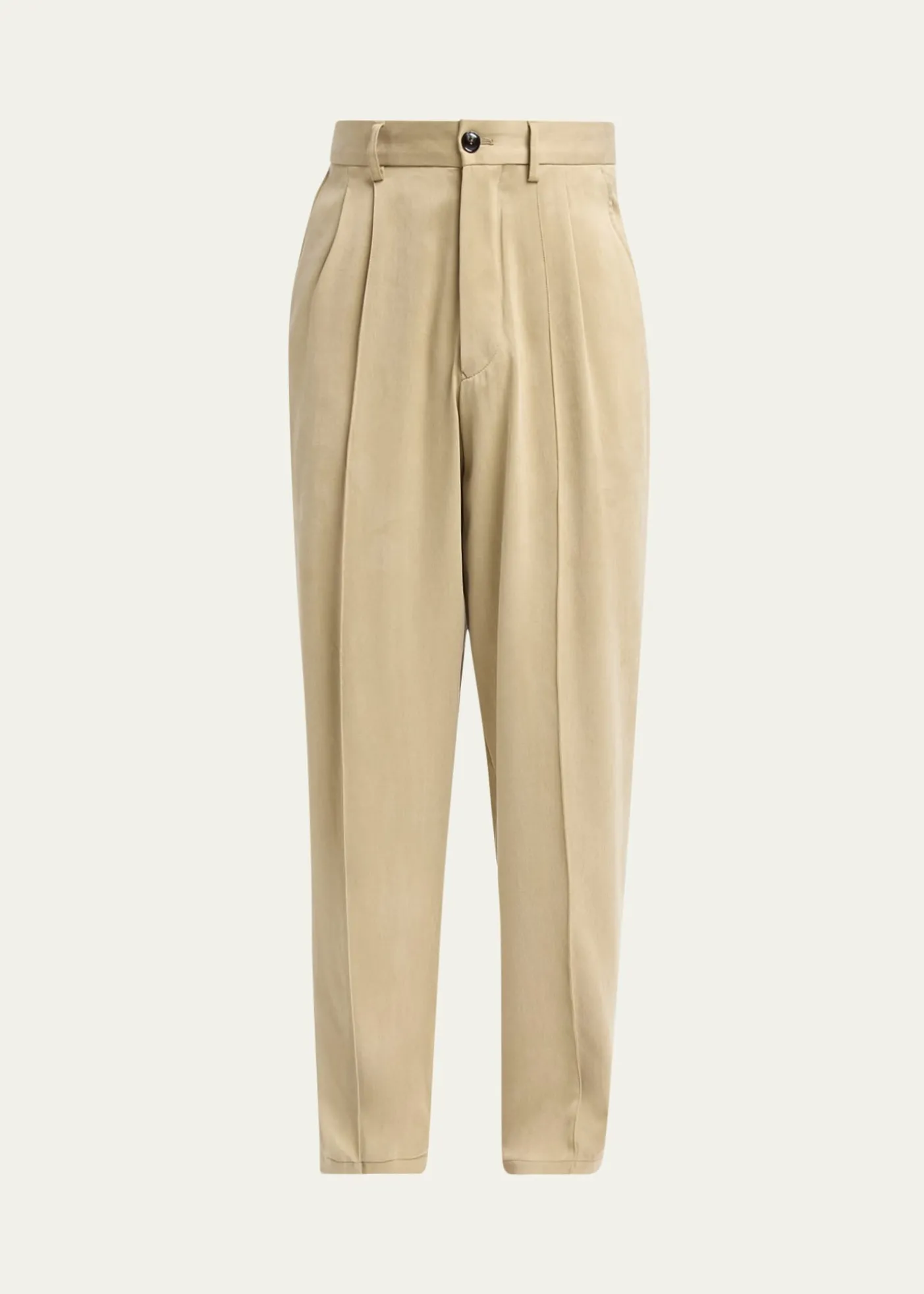 Giorgio ArmaniMen's Cotton and Lyocell Straight-Leg Pleated Trousers