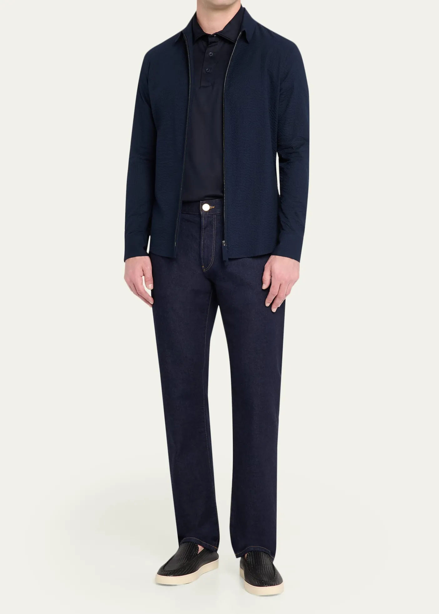 Giorgio ArmaniMen's Cotton Seersucker Full-Zip Shirt Jacket