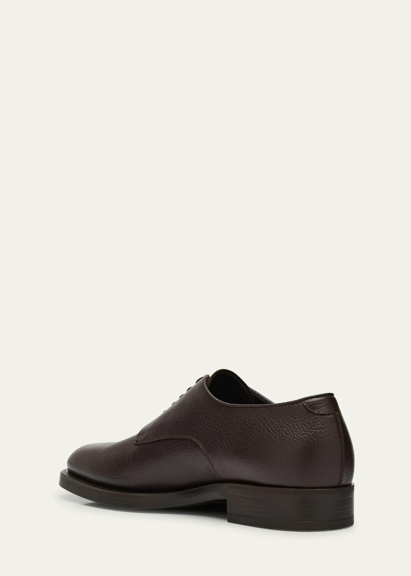 Giorgio ArmaniMens Grained Calf Leather Rubber-Sole Derby Shoes