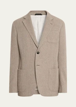 Giorgio ArmaniMen's Herringbone Cashmere and Wool Sport Coat