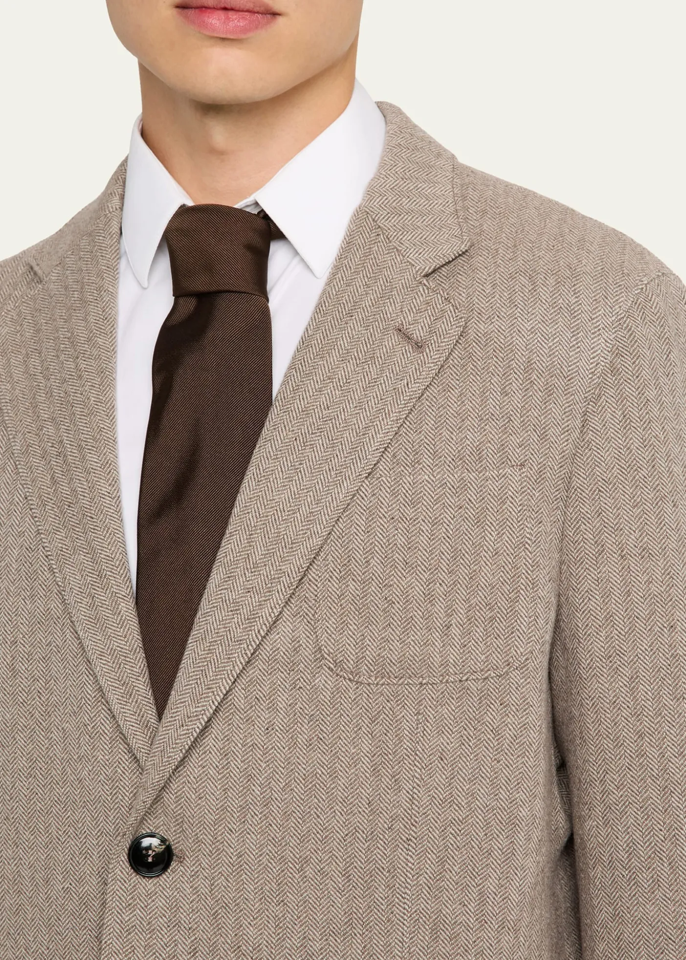 Giorgio ArmaniMen's Herringbone Cashmere and Wool Sport Coat