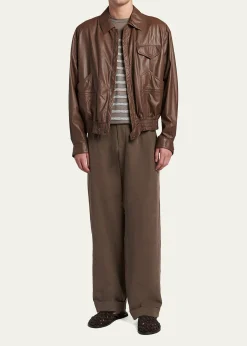 Giorgio ArmaniMen's Leather Full-Zip Blouson