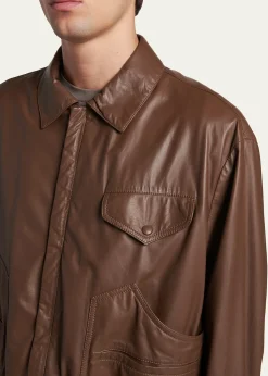 Giorgio ArmaniMen's Leather Full-Zip Blouson