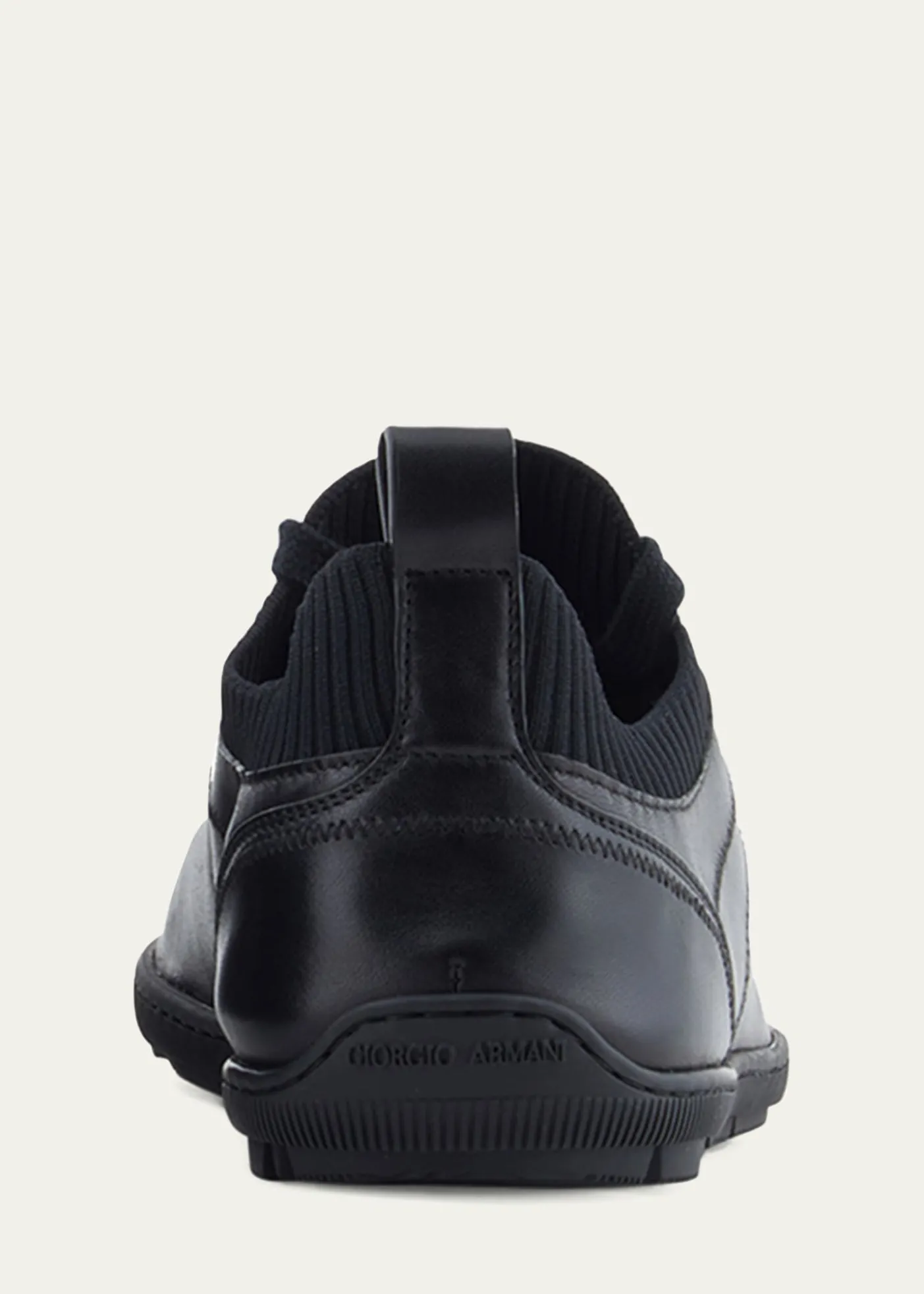 Giorgio ArmaniMen's Leather Knit-Lining Low-Top Sneakers