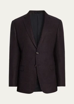 Giorgio ArmaniMen's Micro Grid Textured Blend Sport Coat