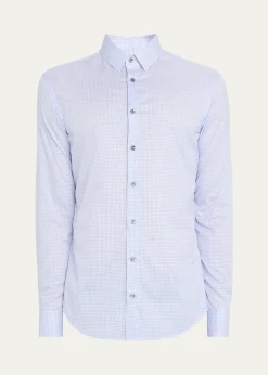 Giorgio ArmaniMen's Micro-Plaid Cotton Dress Shirt