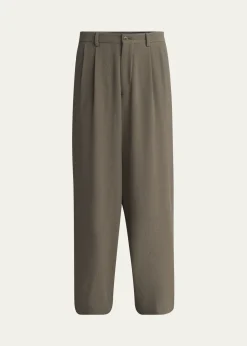 Giorgio ArmaniMen's Pleated Wool Stretch Seersucker Trousers