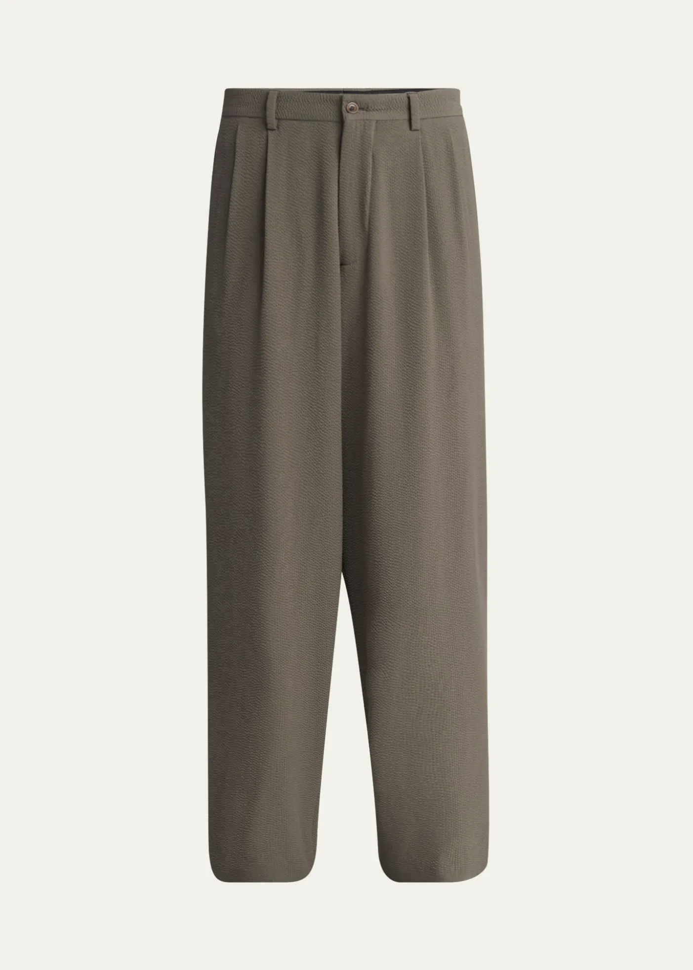 Giorgio ArmaniMen's Pleated Wool Stretch Seersucker Trousers