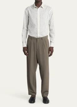 Giorgio ArmaniMen's Pleated Wool Stretch Seersucker Trousers