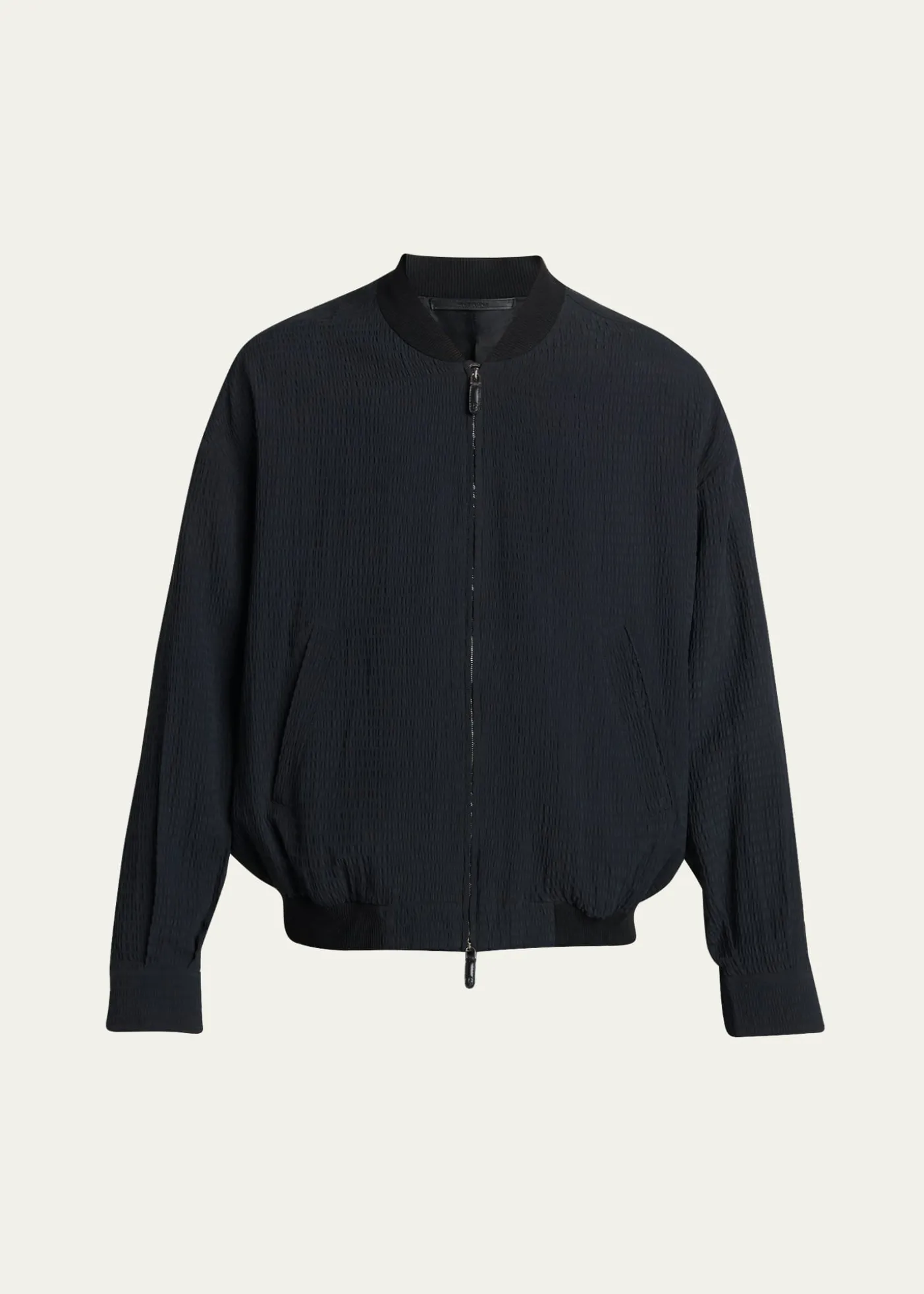 Giorgio ArmaniMen's Seersucker Full-Zip Bomber Jacket