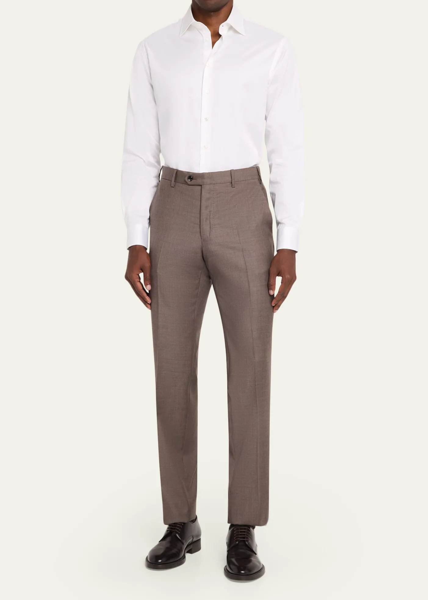 Giorgio ArmaniMen's Sharkskin Wool Flat-Front Trousers