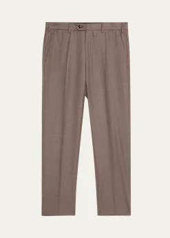 Giorgio ArmaniMen's Sharkskin Wool Flat-Front Trousers