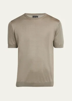 Giorgio ArmaniMen's Silk-Cotton Crew T-Shirt