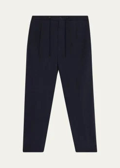 Giorgio ArmaniMen's Single-Pleat Linen Canvas Trousers