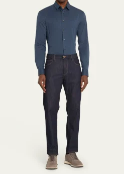 Giorgio ArmaniMen's Solid Cotton Stretch Sport Shirt