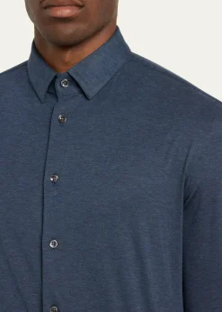 Giorgio ArmaniMen's Solid Cotton Stretch Sport Shirt