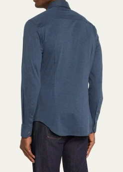 Giorgio ArmaniMen's Solid Cotton Stretch Sport Shirt
