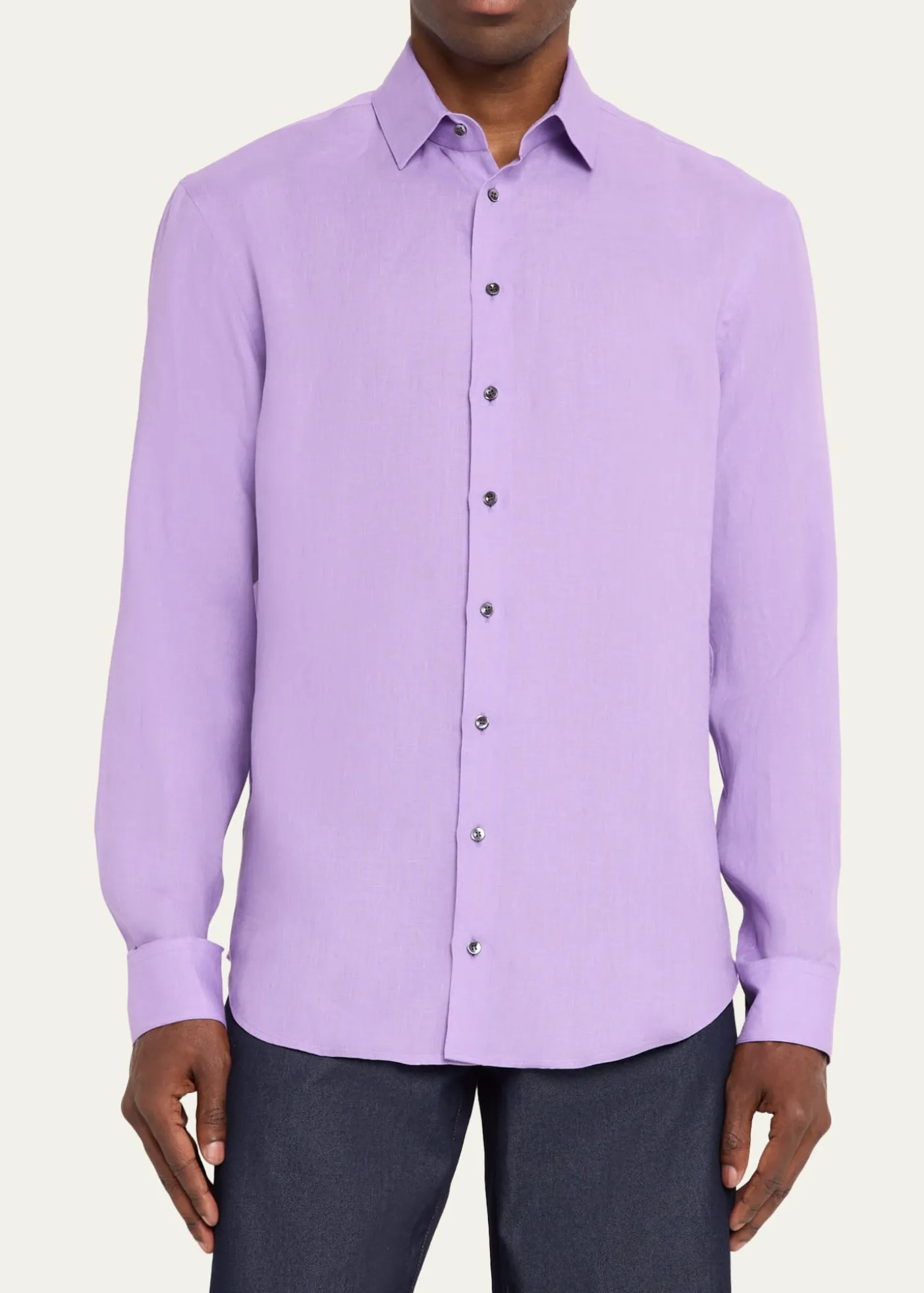 Giorgio ArmaniMen's Solid Linen Classic-Fit Sport Shirt