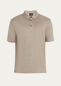 Giorgio ArmaniMen's Solid Linen Polo Shirt