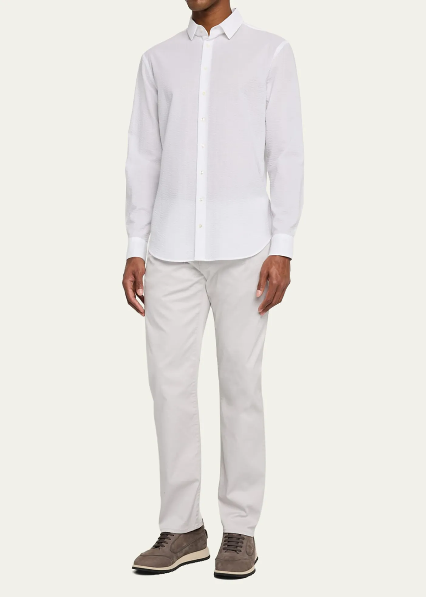 Giorgio ArmaniMen's Solid Seersucker Sport Shirt