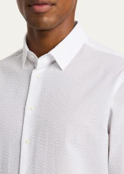 Giorgio ArmaniMen's Solid Seersucker Sport Shirt