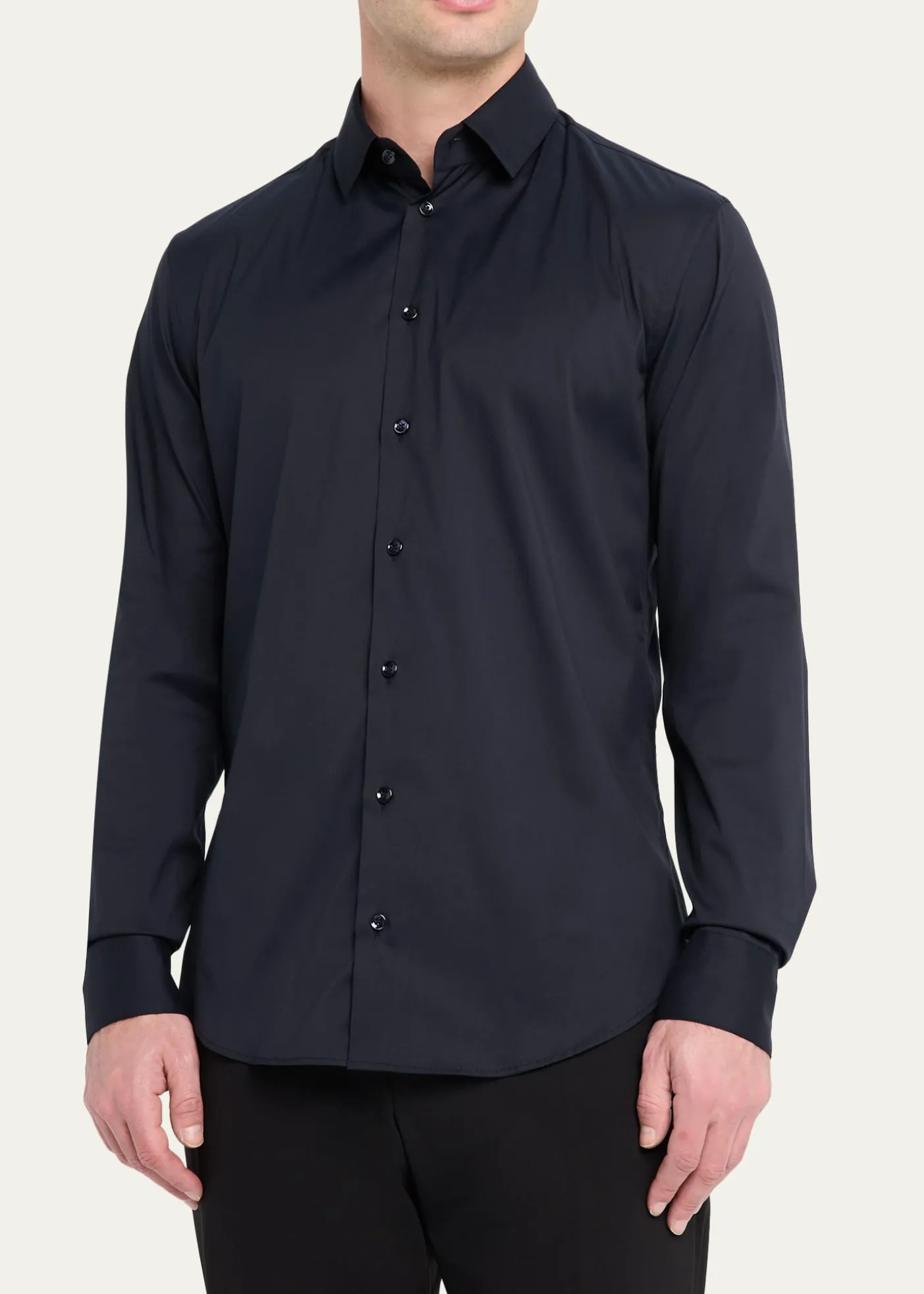 Giorgio ArmaniMen's Solid Stretch Poplin Sport Shirt