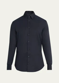 Giorgio ArmaniMen's Solid Stretch Poplin Sport Shirt