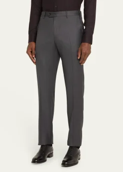 Giorgio ArmaniMen's Solid Wool Flat-Front Trousers
