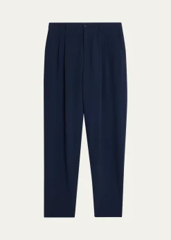 Giorgio ArmaniMen's Stretch Wool Seersucker Double-Pleat Trousers