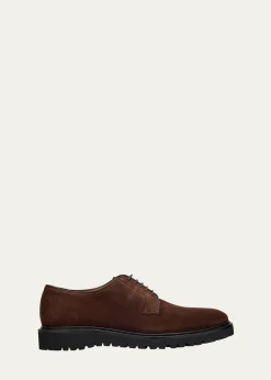 Giorgio ArmaniMen's Suede Rubber-Sole Derby Shoes